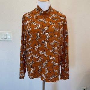 Anthropologie MAEVE Knit Zebra Mock Turtleneck